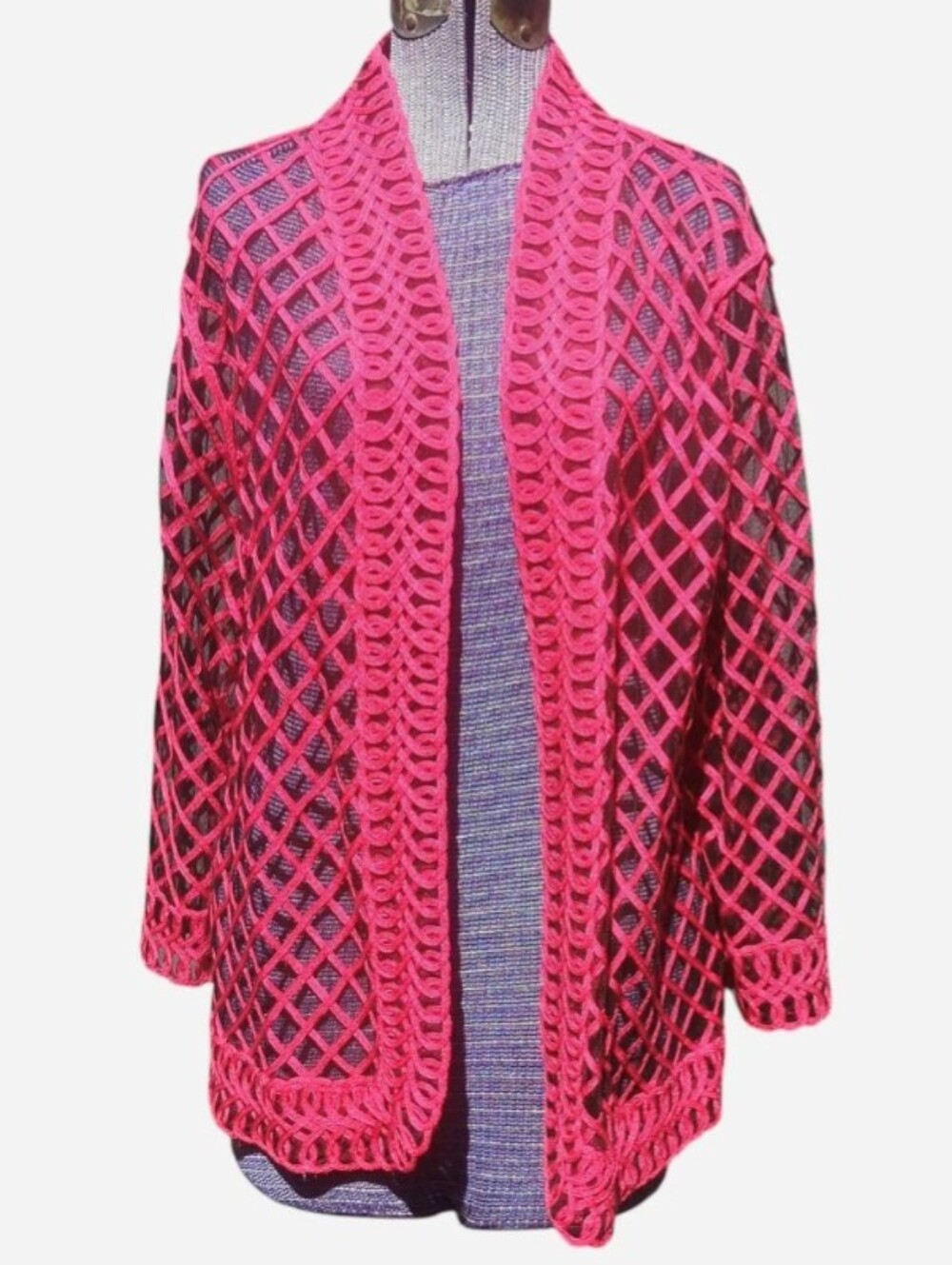 Bright Pink /Fushia  Open Weave Women's Coat XL